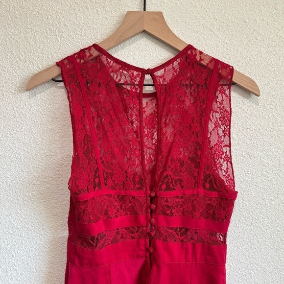 Intimately Free People Small Womens Lace Red Mini Dress Boho Wedding Holiday - Picture 6 of 7
